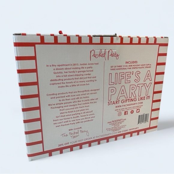 Packed Party Shine Bright Set of 3 Holiday Light Cups with Straws - Picture 4 of 5